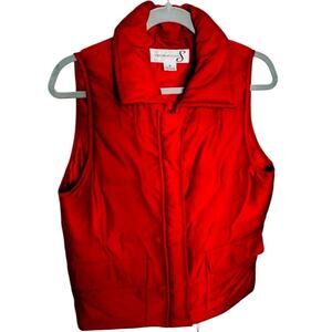 Jones Wear Studio Red Puffer Zippered Vest with Pockets Size Medium